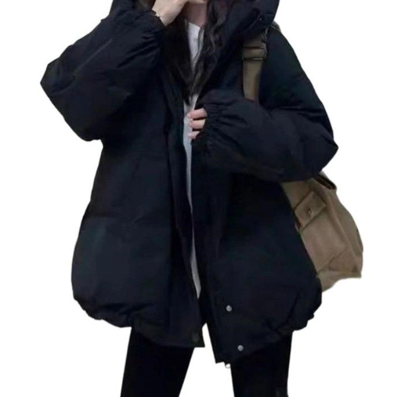 俞兆林 时尚复古甜美连帽韩系宽松简约百搭长袖外套棉服 女款
