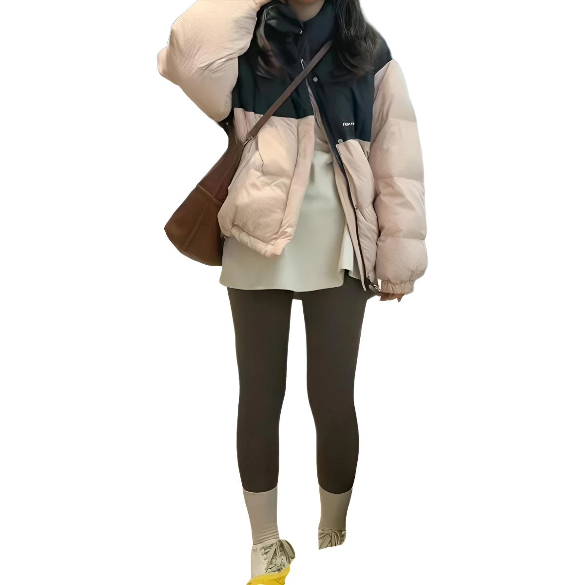 俞兆林 短款学生宽松外套简约舒适休闲保暖拼接温柔小清新棉服 女款
