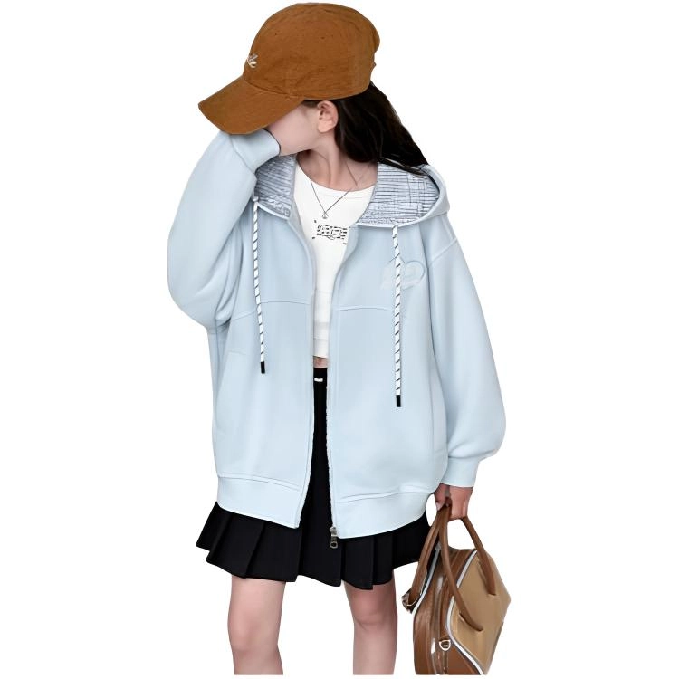 木木兔儿童上装 潮牌时髦洋气甜美中大童冬季童装外套女孩衣服上衣长袖小学生女生连帽卫衣夹克