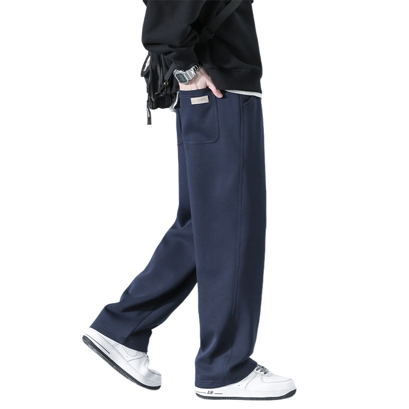 赛瀚 纯棉简约垂感宽松休闲裤男款秋季厚款潮流百搭舒适亲肤男装纯色阔腿长裤显瘦显高青少年学院风高街通勤外穿卫裤 男女同款