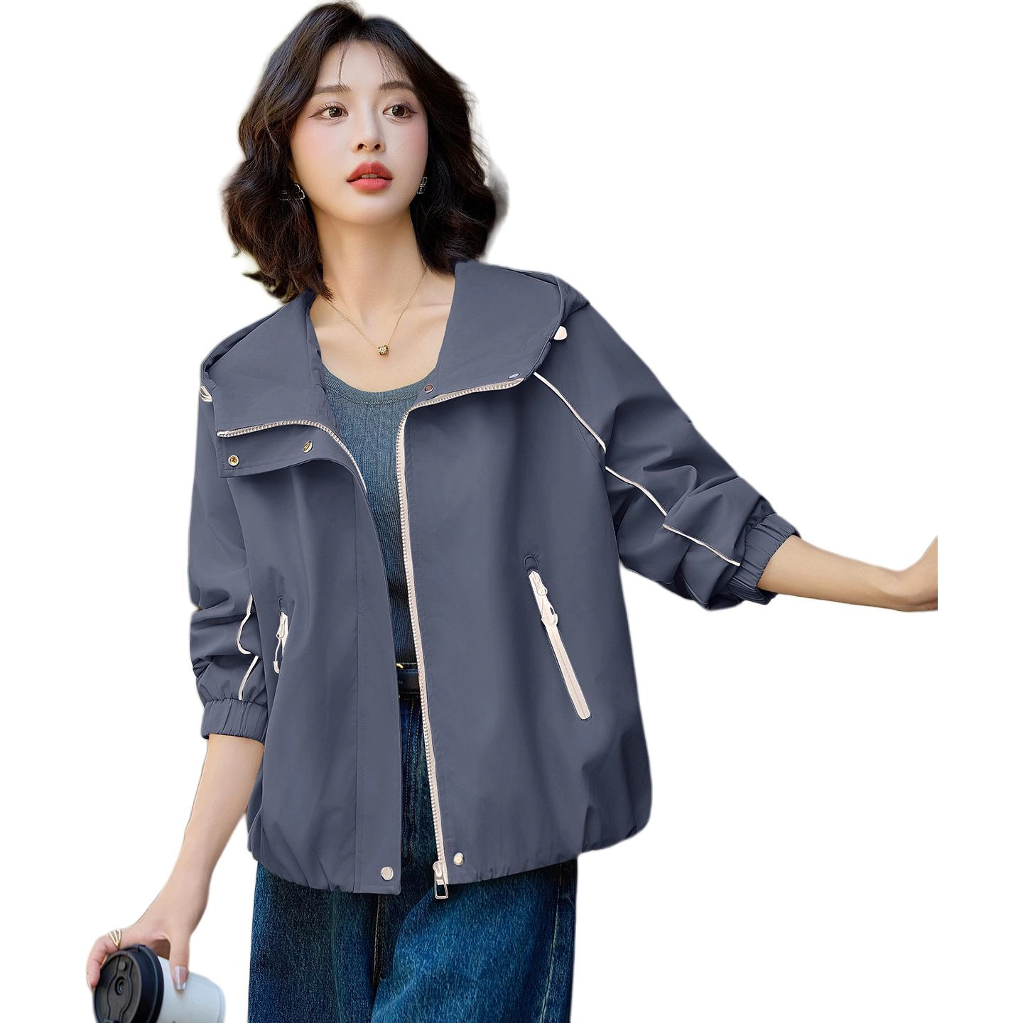 袋鼠 休闲风连帽宽松显瘦百搭独特洋气小众设计夹克 女款