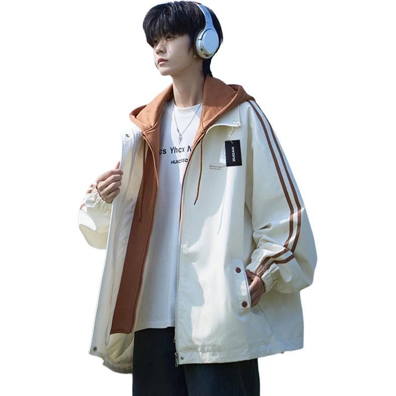 左岸 假两件外套男春秋季防风保暖上衣潮流宽松休闲衣服青少年户外大码夹克 男款