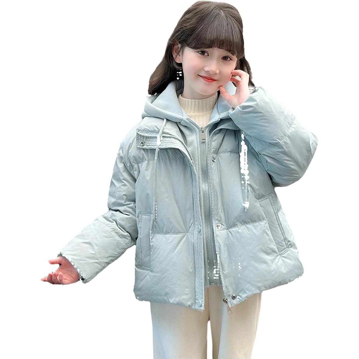帕兰朵 棉衣 冬 女童韩版洋气假两件设计感棉服舒适轻盈简约百搭 青少年