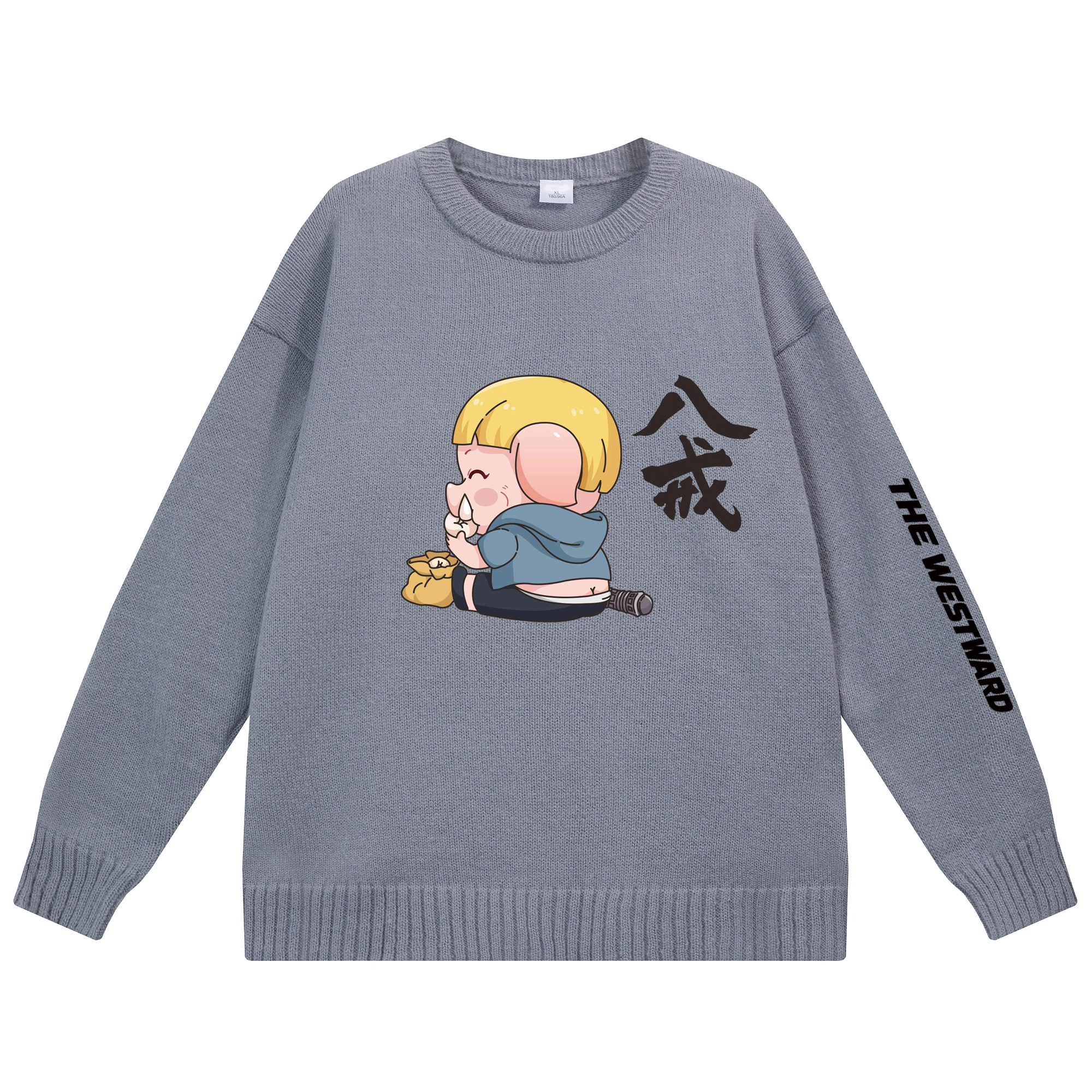 西行纪 美式高街设计感基础款简约毛线衣休闲慵懒风宽松外穿落肩学生打底圆领套头长袖情侣针织衫 男女同款