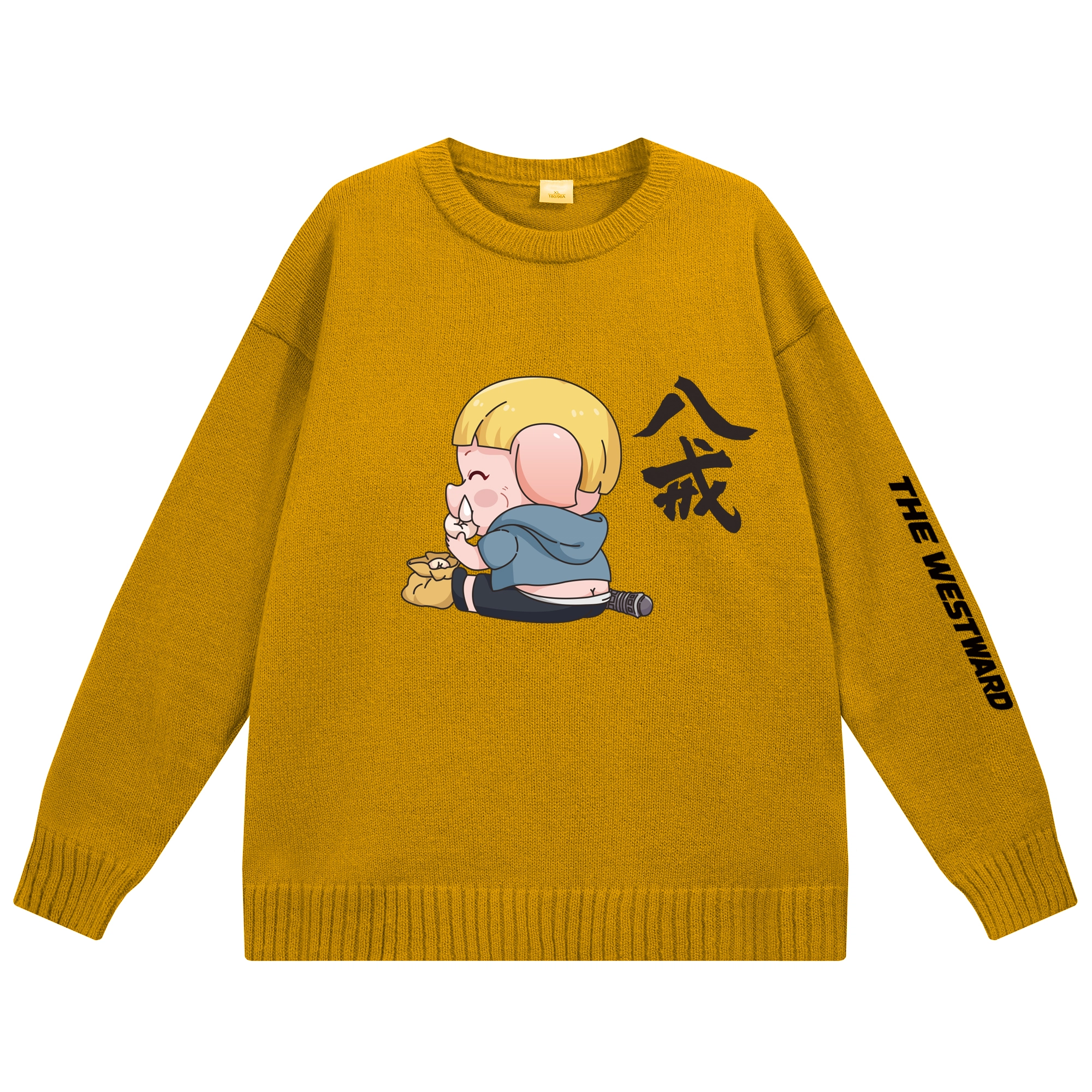 西行纪 美式高街设计感基础款简约毛线衣休闲慵懒风宽松外穿落肩学生打底圆领套头长袖情侣针织衫 男女同款
