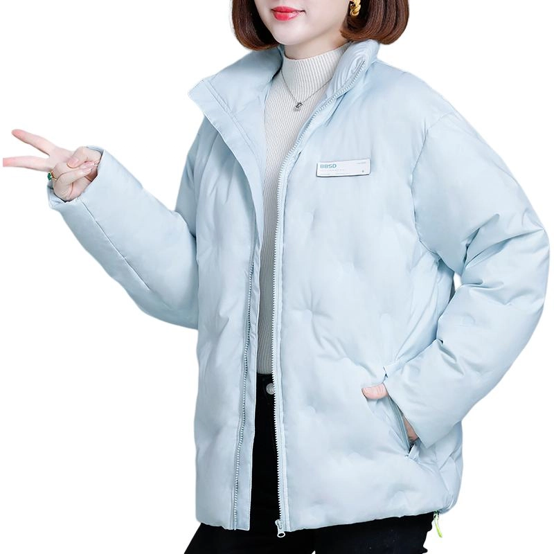 左岸 经典时尚百搭潮流纯色防寒蓬松保暖抗静电宽松显瘦舒适拉链国潮户外休闲外套简约防风棉袄面包服羽绒服 女款