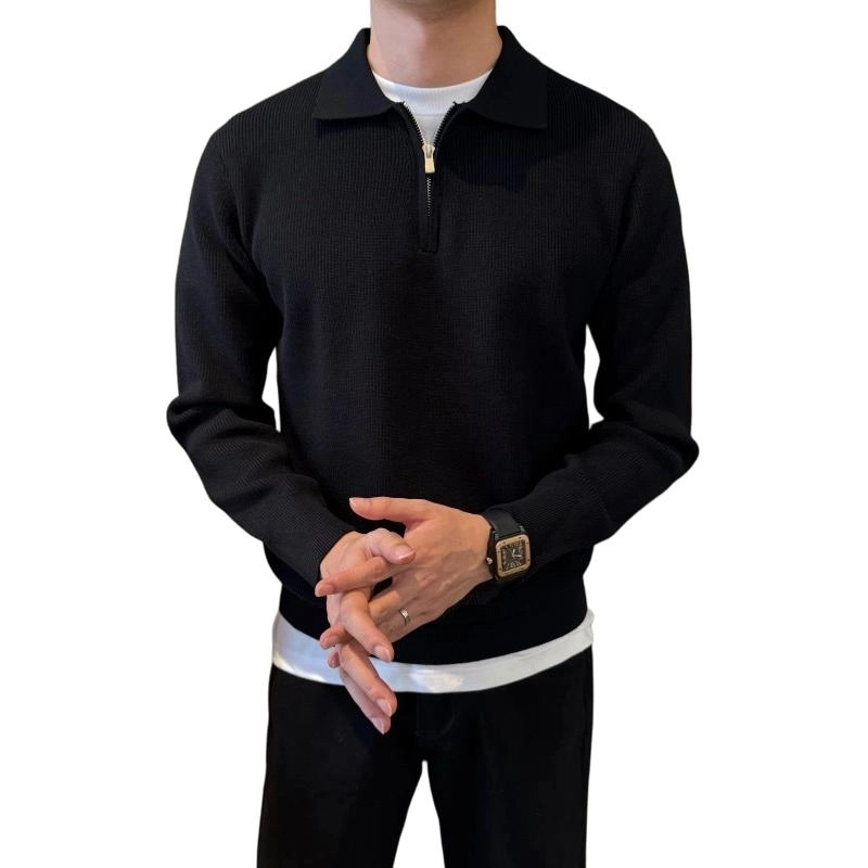 拓菲   韩系半拉链立领外套文艺复古潮流休闲男士外穿上衣服针织衫 男女同款