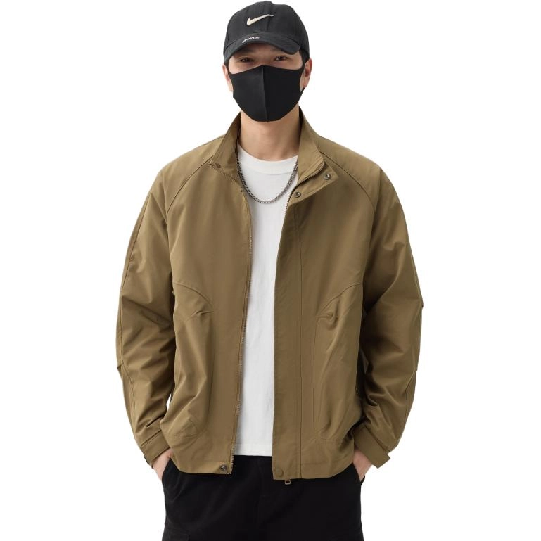 羽浅 潮牌美式立领工装外套春秋季高级感休闲上衣服时尚百搭夹克 男款