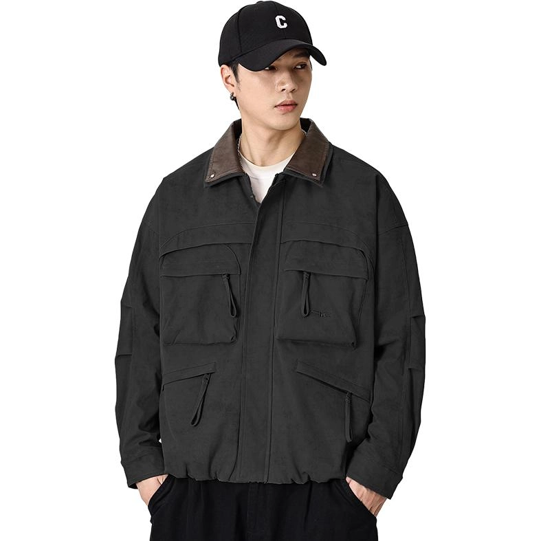 羽浅 美式复古多口袋工装外套春秋潮牌翻领宽松休闲上衣服夹克 男款