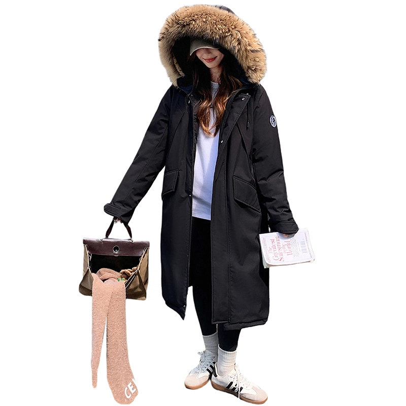红蜻蜓 冬季长款连帽保暖派克服棉衣外套休闲百搭工装棉服 男女同款