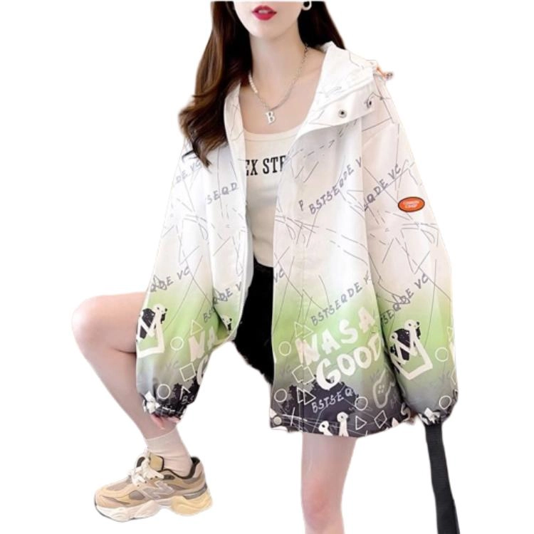 水中花 加厚冬季拼接棉服棉衣大码棉袄工装渐变色 截短外套 女款