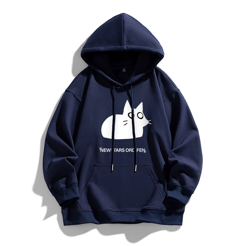 欧迪芬 轻便舒适可爱猫猫印花休闲百搭大学生通勤传达个性时尚卫衣 男女同款