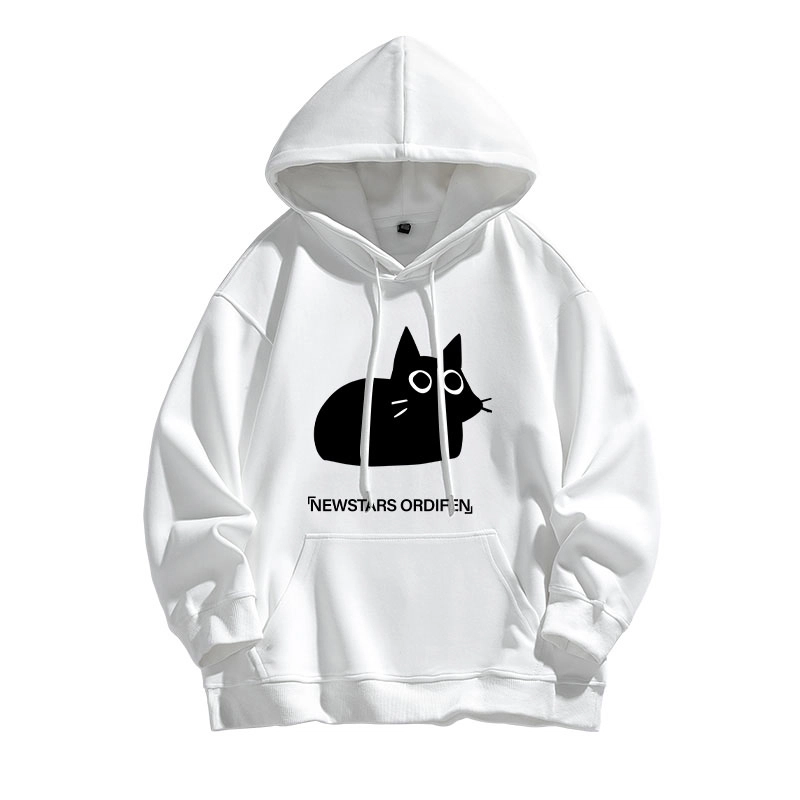 欧迪芬 轻便舒适可爱猫猫印花休闲百搭大学生通勤传达个性时尚卫衣 男女同款