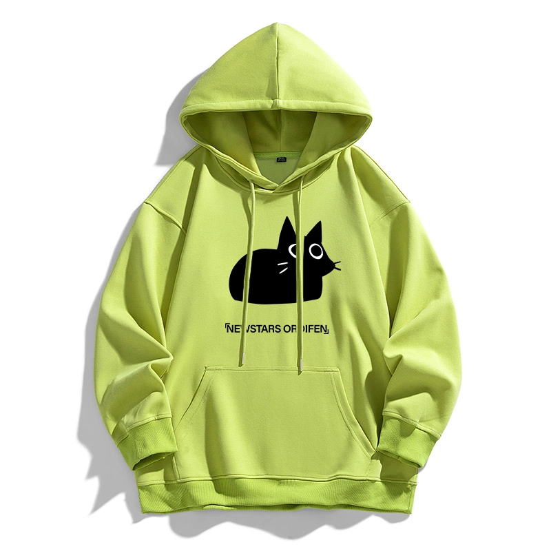 欧迪芬 轻便舒适可爱猫猫印花休闲百搭大学生通勤传达个性时尚卫衣 男女同款