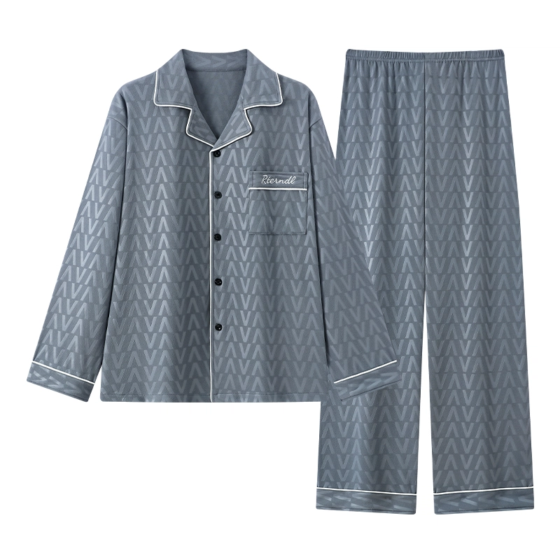 静英鸾 翻领休闲简约时尚字母柔软舒适可外穿家居服睡衣套装 男款