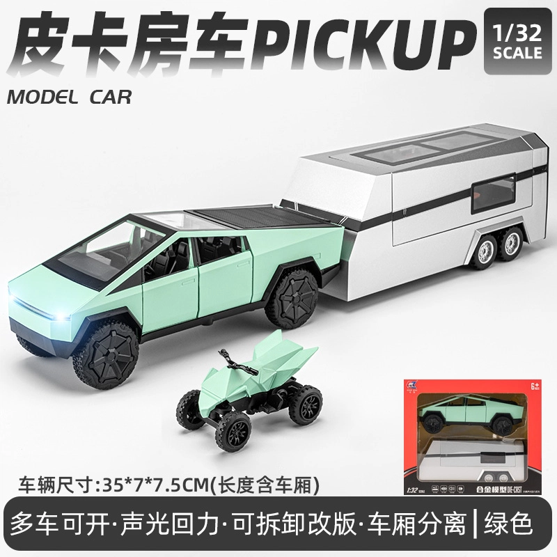 驰誉车玩 赛博皮卡 合金车模 亮灯响声 回力行驶 车门可开 收藏摆件 成品模型