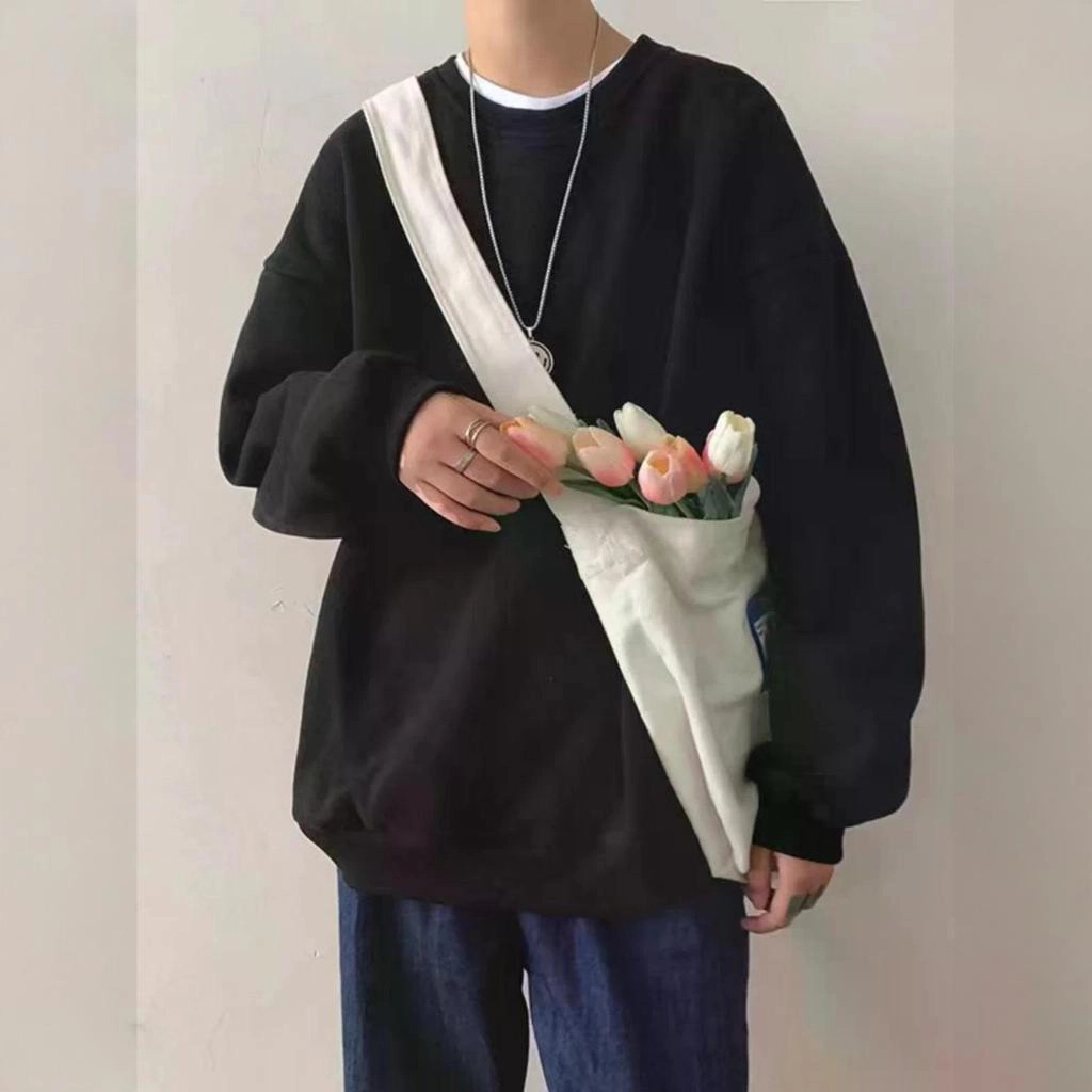 邦固依品 重磅棉质男士圆领加绒纯色多色休闲宽松百搭情侣装打底衫上衣卫衣 男款