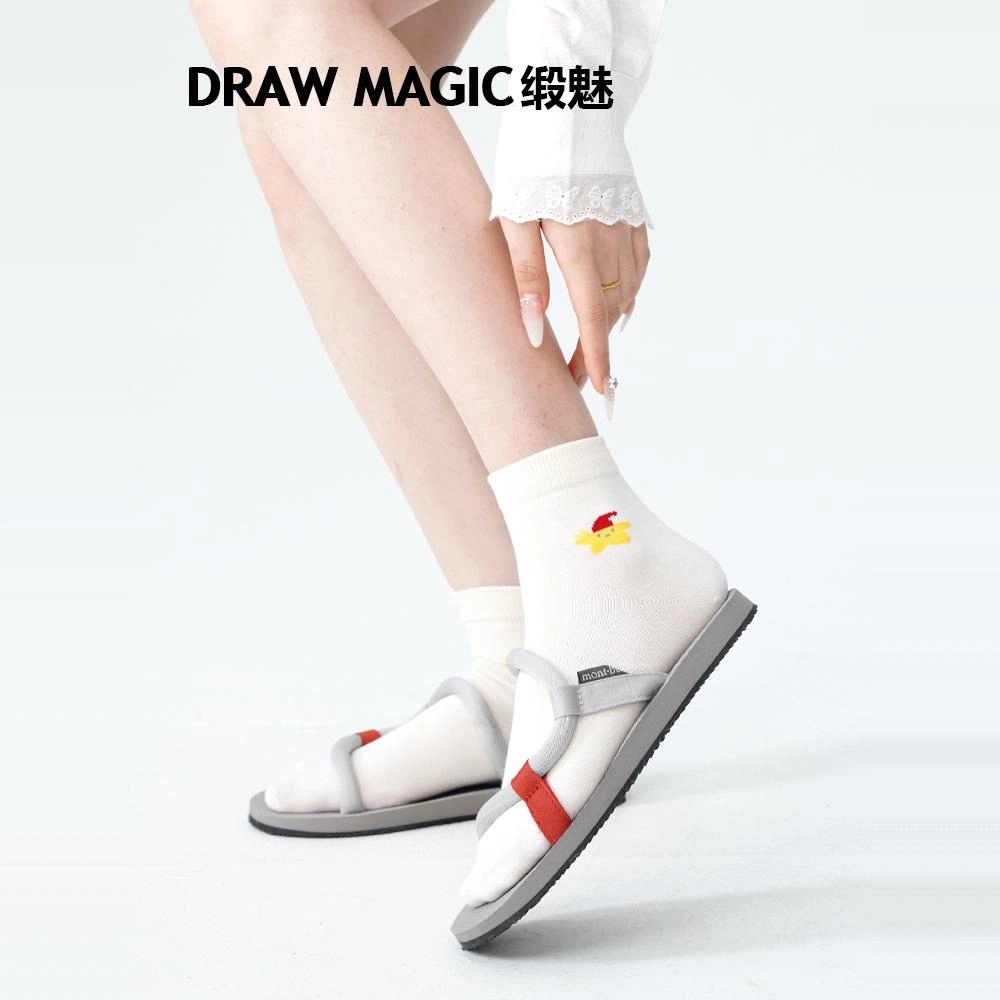 缎魅 白色夏季薄款卡通动漫个性中筒袜 女款