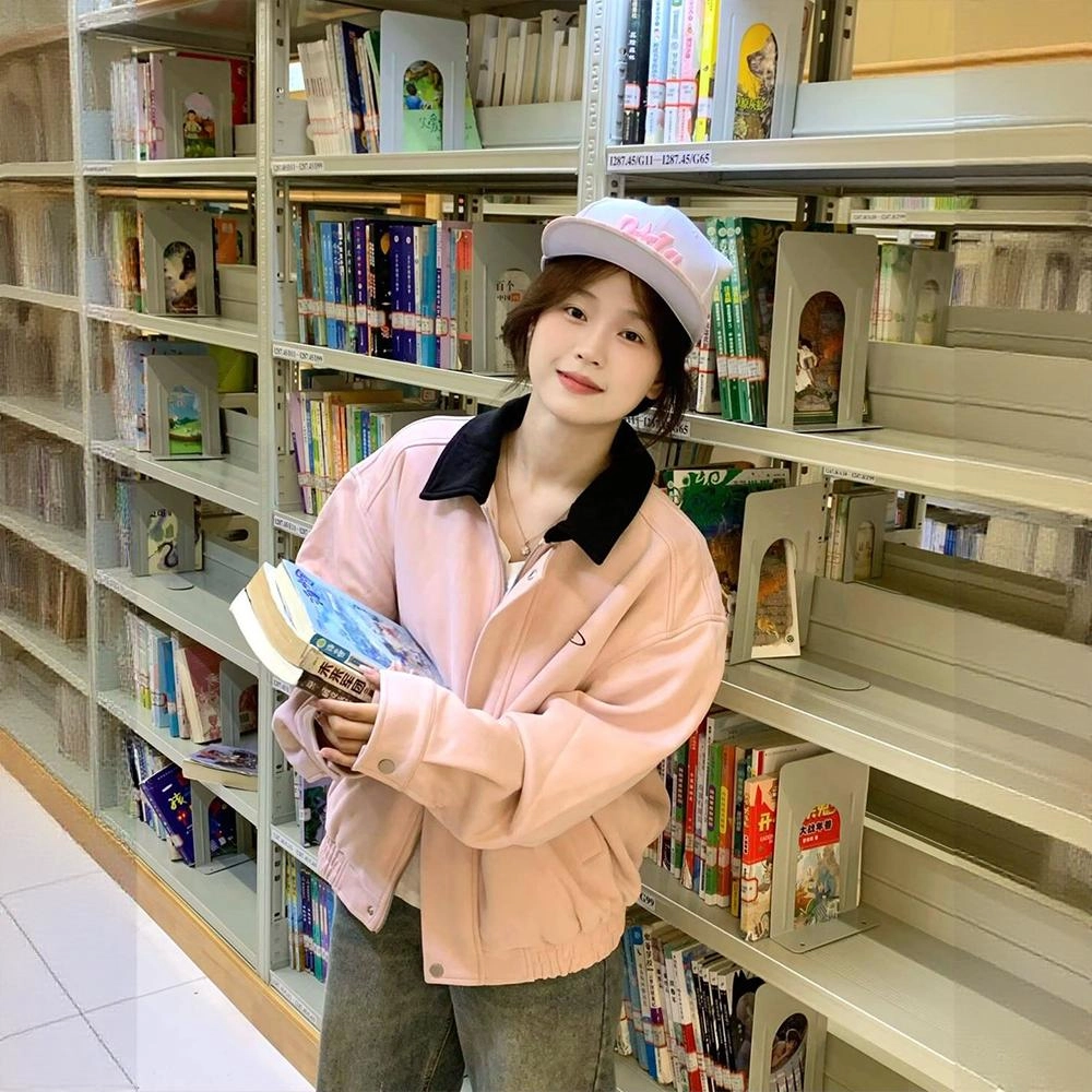 轻迎 美式甜美设计感棒球服外套宽松短款夹克 女款