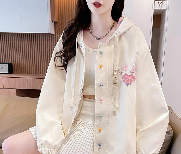 邦固依品 格子刺绣外套女春秋季少女夹克初高中学生大童上衣棒球服 女款