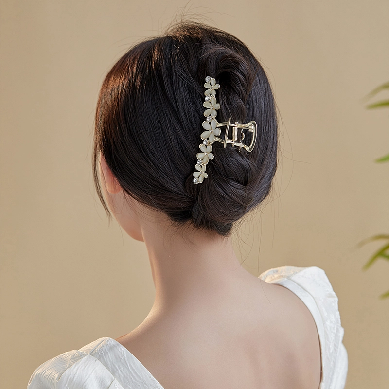 沂茹 甜美繁花微镶花朵后脑勺盘发鲨鱼夹 发夹 女款
