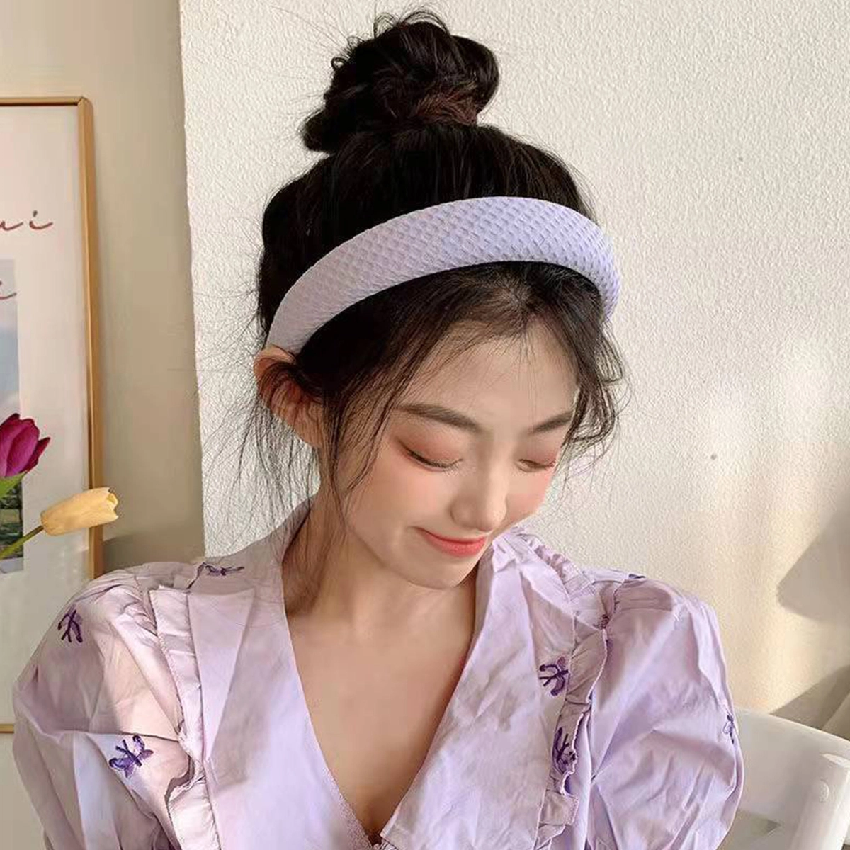 沂茹 文艺小清新简约日常甜美 高颅顶宽边 时尚百搭减龄优雅气质 布艺 发箍 女款