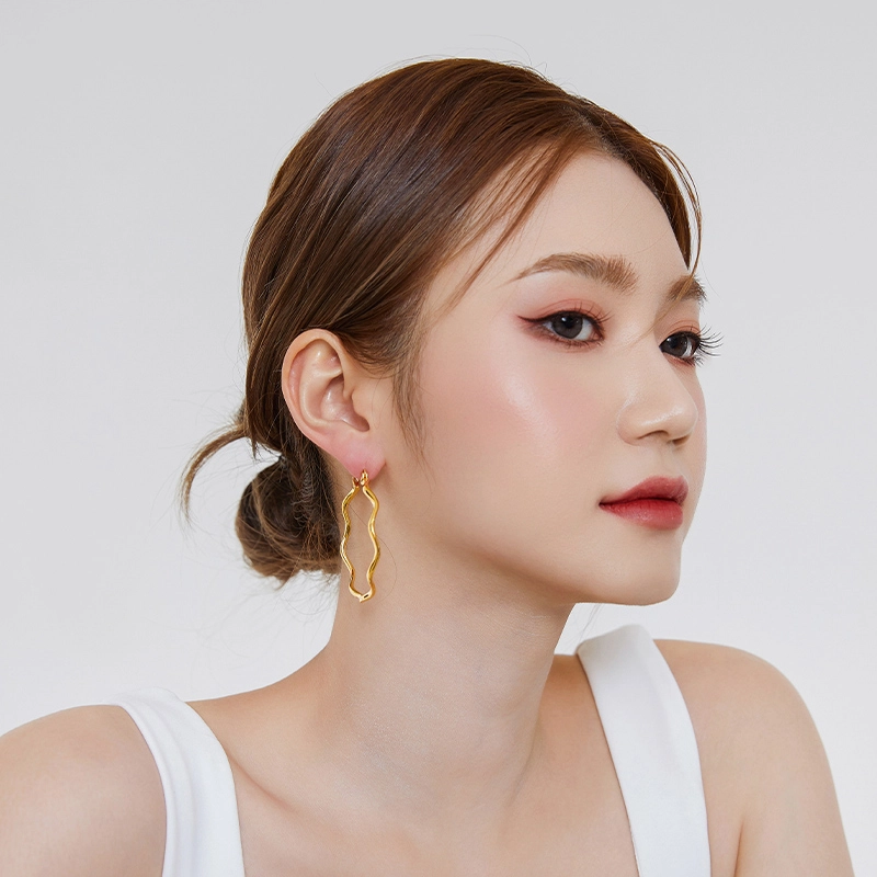 沂茹 欧美风简约菱边圆环耳环金属感耳圈金属感潮流百搭气质优雅高级感减龄首饰配饰耳饰