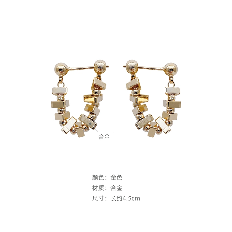 沂茹 小方块碎银子耳环韩式高级感气质耳钉小众设计耳饰首饰配饰女