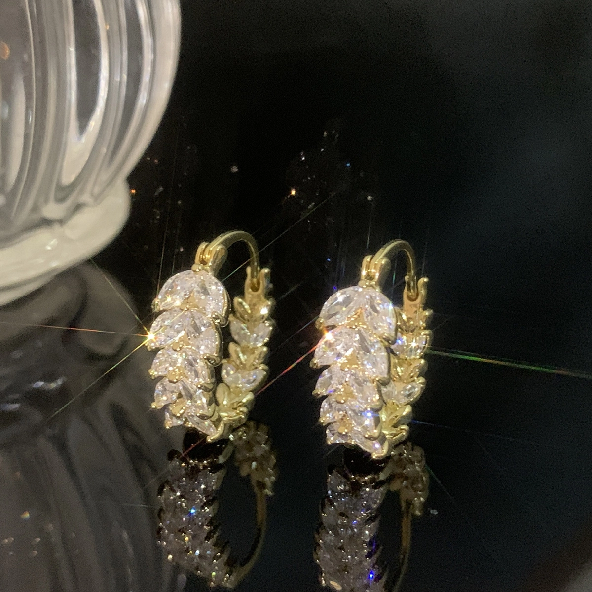 沂茹 时尚森系精致小众设计感轻奢金色麦穗几何小香风日常通勤百搭气质个性 铜合金 耳环 女款