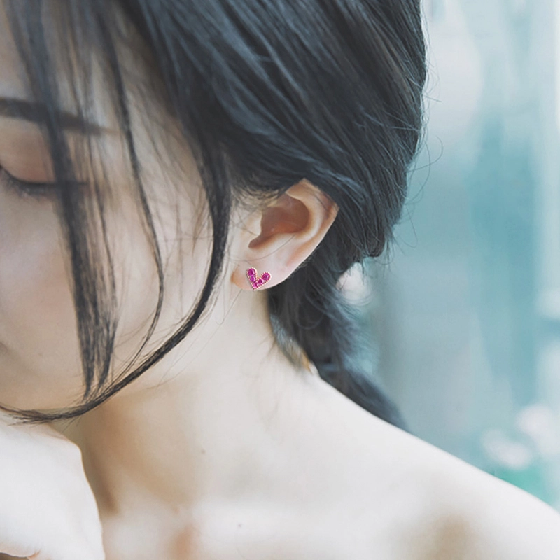 沂茹 少女心甜美爱心气质韩国个性 水晶 玉石耳环 女款