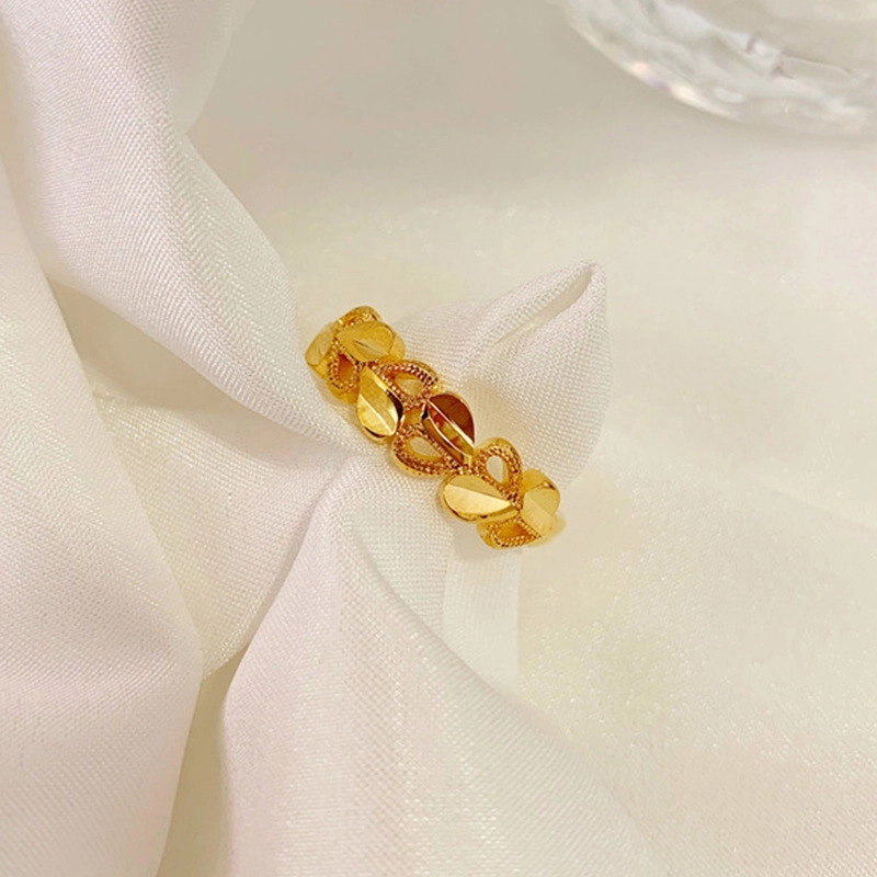 沂茹 甜美简约树叶开口戒指小众设计小清新轻奢感气质优雅减龄食指戒女款首饰配饰