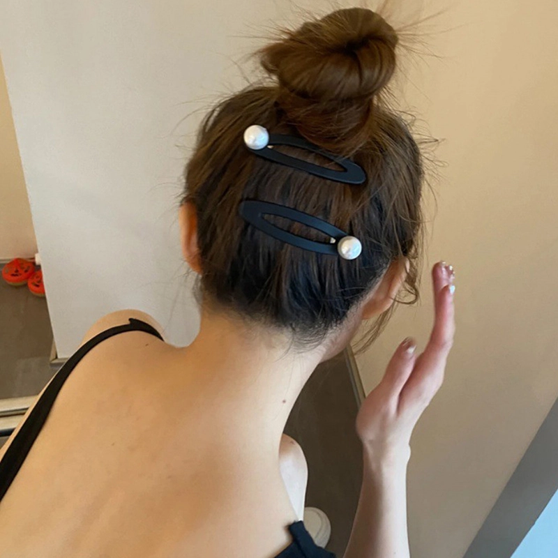 沂茹 白色圆珠黑色 韩系简约日常通勤百搭 发夹 女款