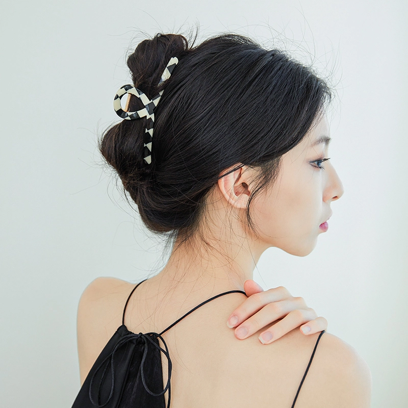 沂茹 黑白格 简约气质优雅高级感 日常通勤小巧气质 发夹 女款