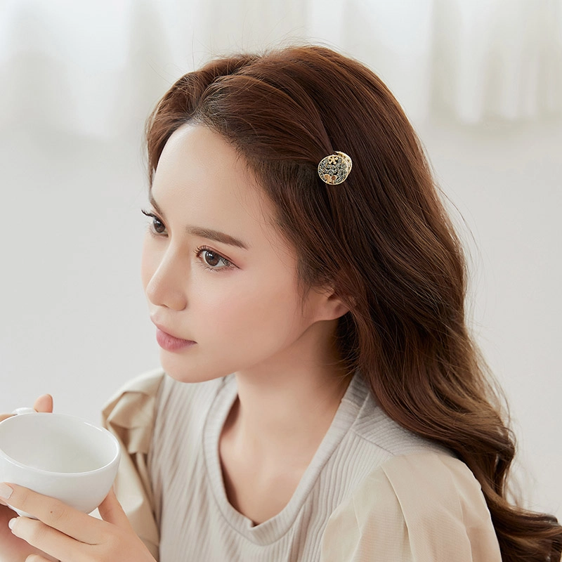 沂茹 小巧闪耀气质刘海夹边夹 发夹 女款 金灰色