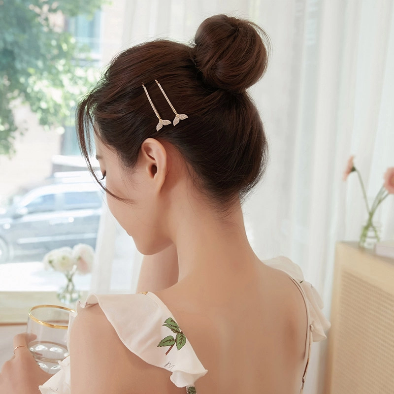 沂茹 轻奢气质闪耀时尚百搭温柔减龄甜美日常百搭闪钻美人鱼尾边夹 发夹 女款