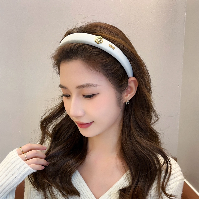 沂茹 气质公主少女感高贵减龄日常白色抹油玫瑰花海绵 发箍 女款