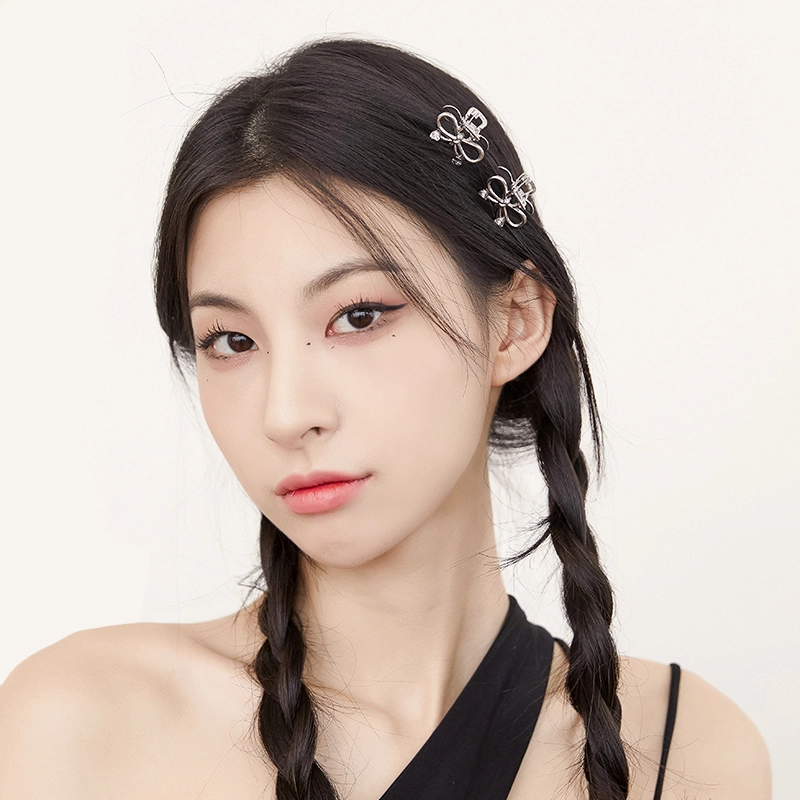 沂茹 少女精致高级气质小巧可爱镂空蝴蝶 白钻 发夹 女款