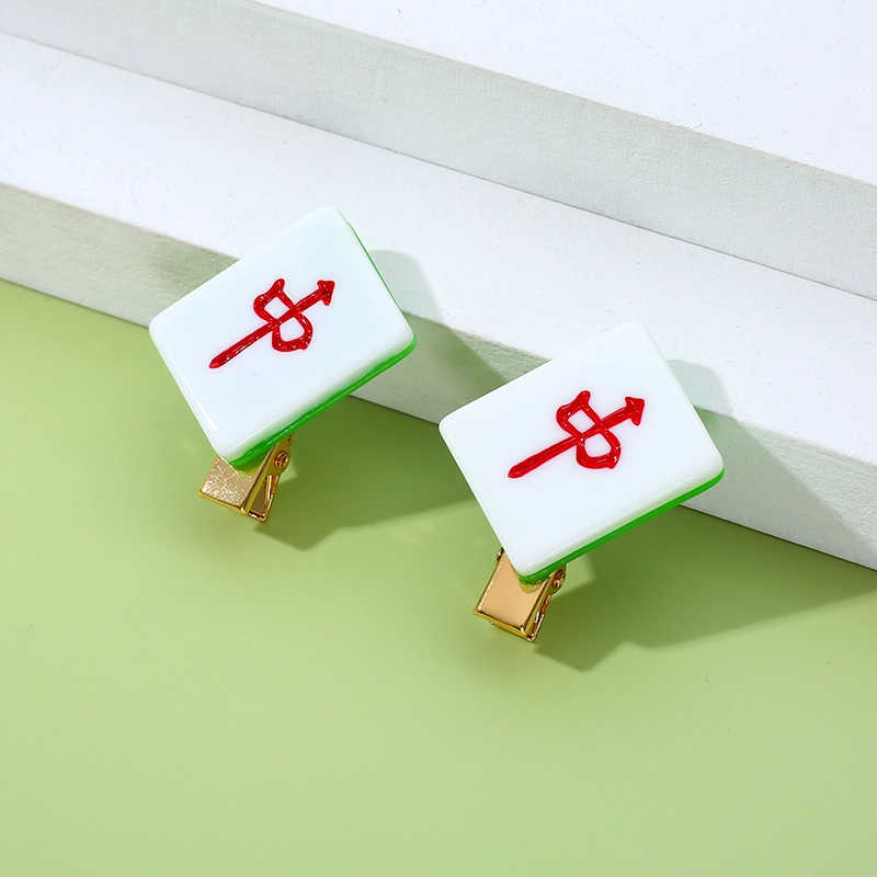 沂茹 仿真麻雀红中發财文字边夹发夹潮流时尚可爱搞怪刘海侧边夹女款发卡发饰头饰配饰