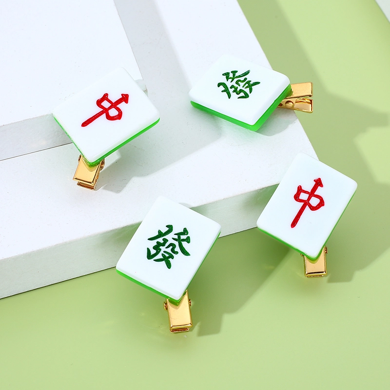 沂茹 仿真麻雀红中發财文字边夹发夹潮流时尚可爱搞怪刘海侧边夹女款发卡发饰头饰配饰