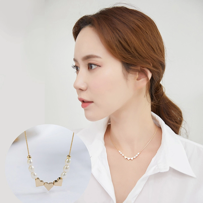 沂茹 法式复古小众设计轻奢爱心 铜 项链 女款
