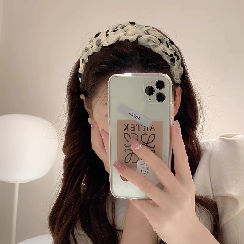 沂茹 杏色波点韩系发饰小众设计 布艺 发箍 女款