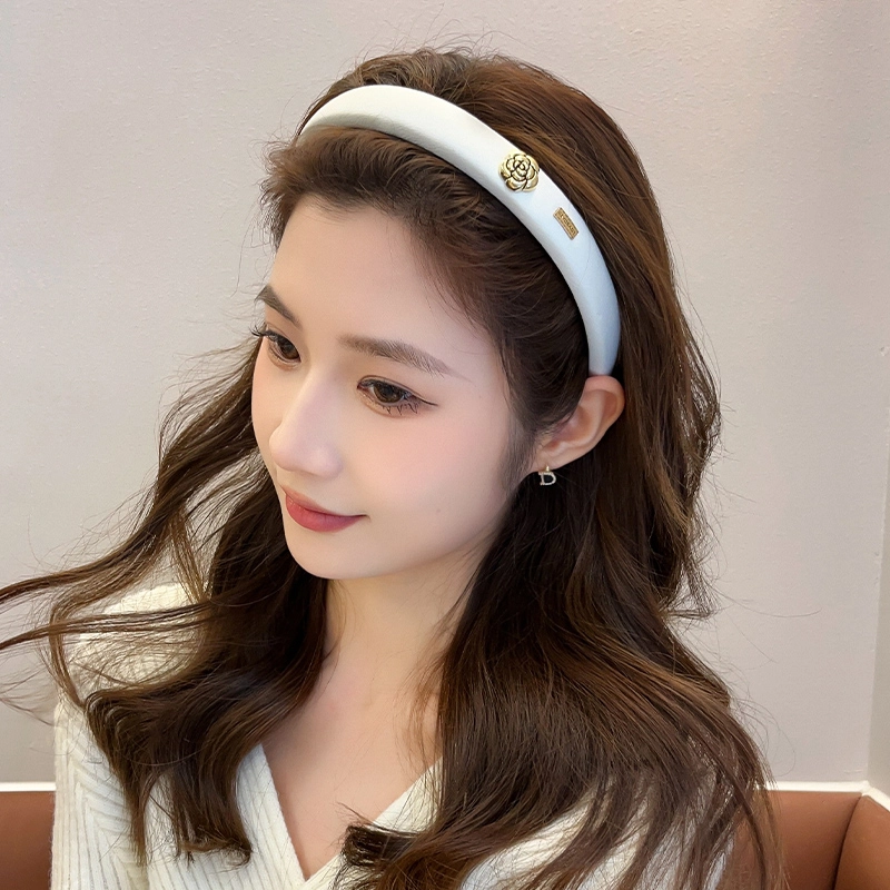 沂茹 气质公主少女感高贵减龄日常白色抹油玫瑰花海绵 发箍 女款