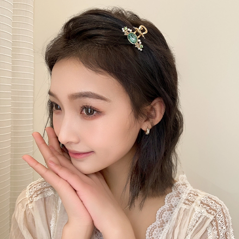 沂茹 轻奢盘发小发抓气质花朵半扎鲨鱼夹刘海束 优雅 可爱 发夹 女款