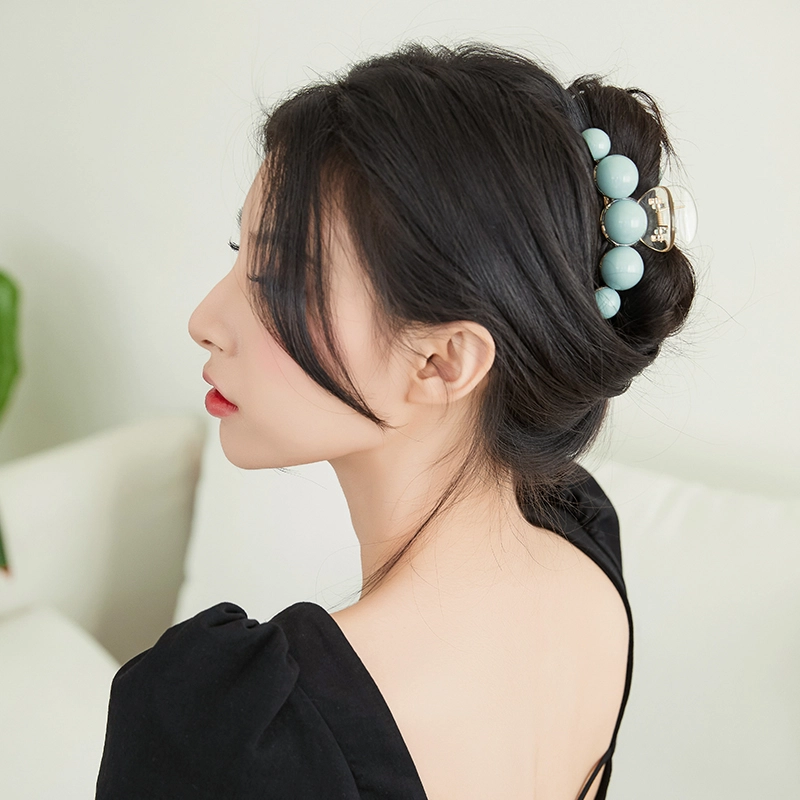 沂茹 少女感珠珠发夹鲨鱼夹低丸子头抓夹后脑勺盘发发抓发卡头饰配饰女款