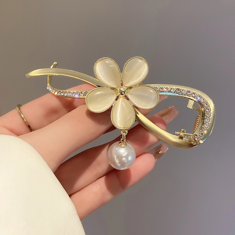 沂茹 法式花朵 扭夹甜美圆珠 后脑勺 发夹 女款