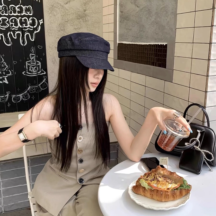 心水好物 时尚百搭平顶纯色海军帽水洗牛仔高级感 棉  贝雷帽 男女同款情侣款