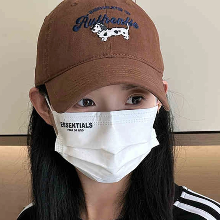 心水好物 卡通小狗刺绣字母百搭遮阳帽大头显脸小 棉 鸭舌帽 男女同款情侣款