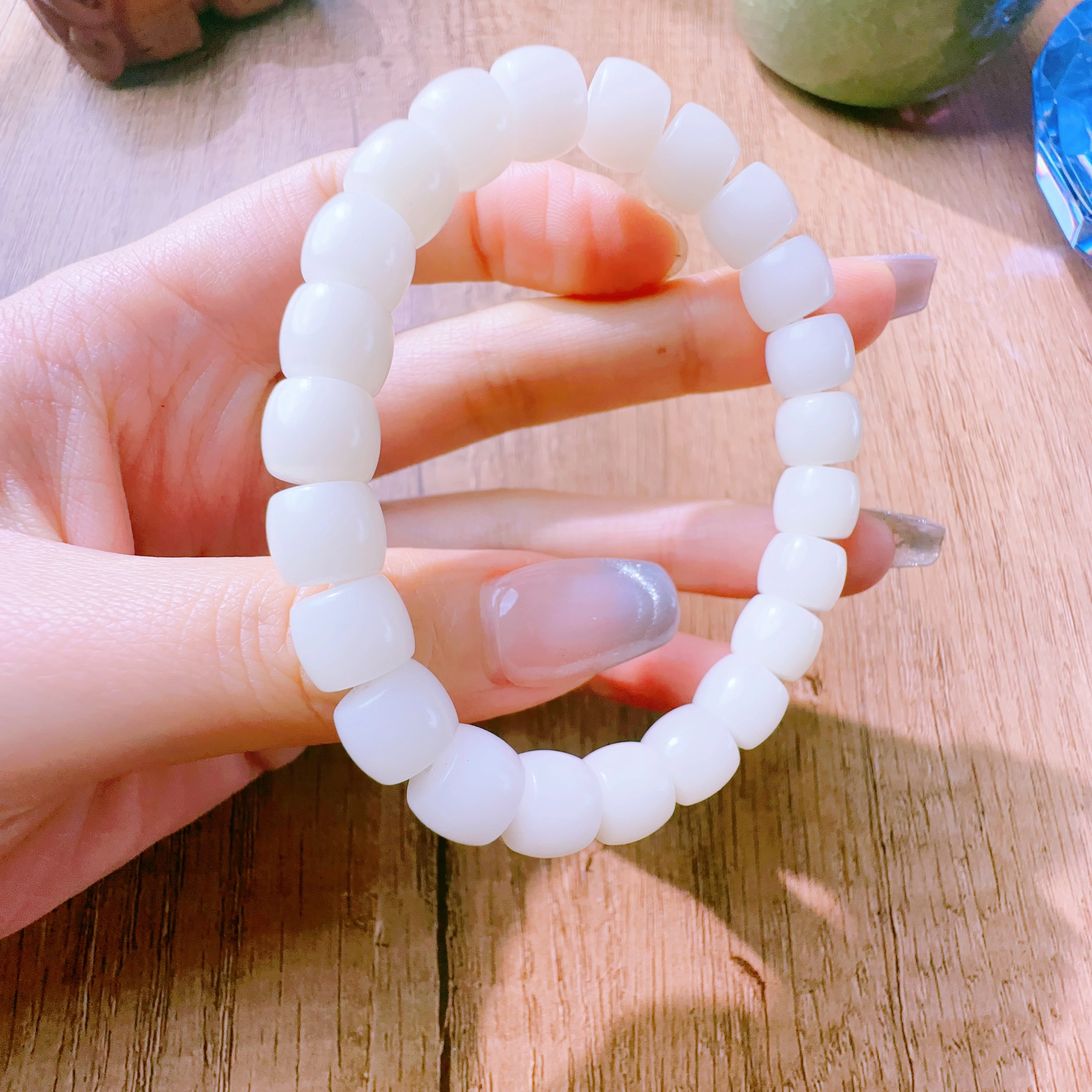 中藏 考研考试上岸清新高级优雅轻奢莹润 白玉菩提 手串 男女同款情侣款