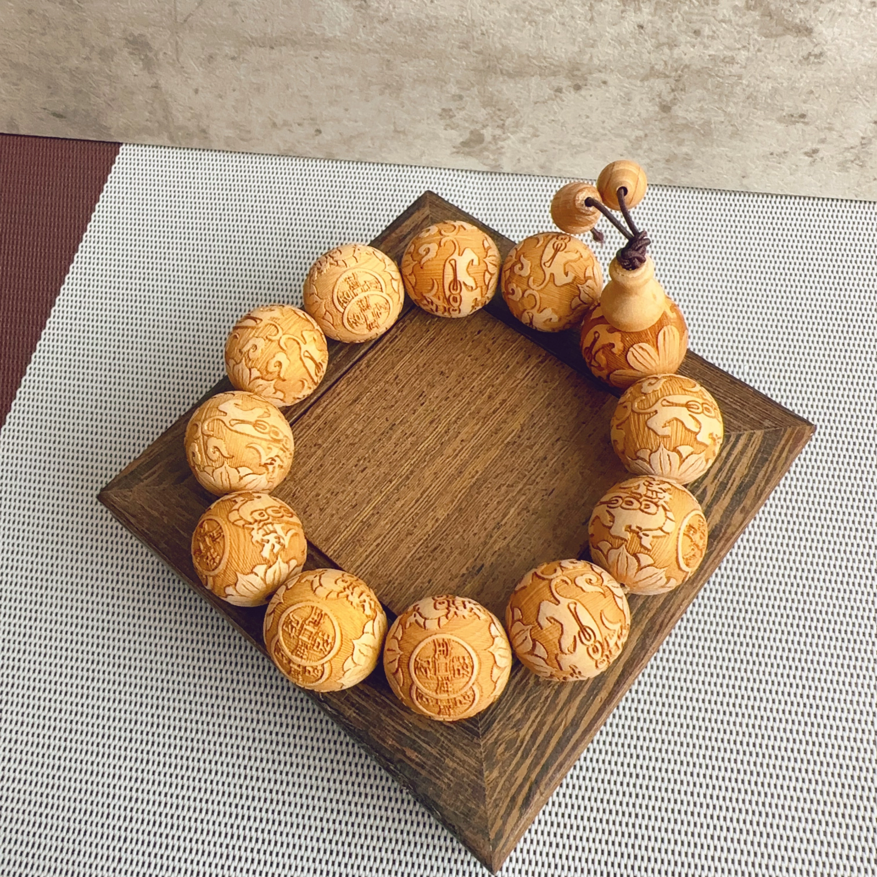 中藏 雕刻复古新中式文玩高级 崖柏 木作手串 男款 崖柏