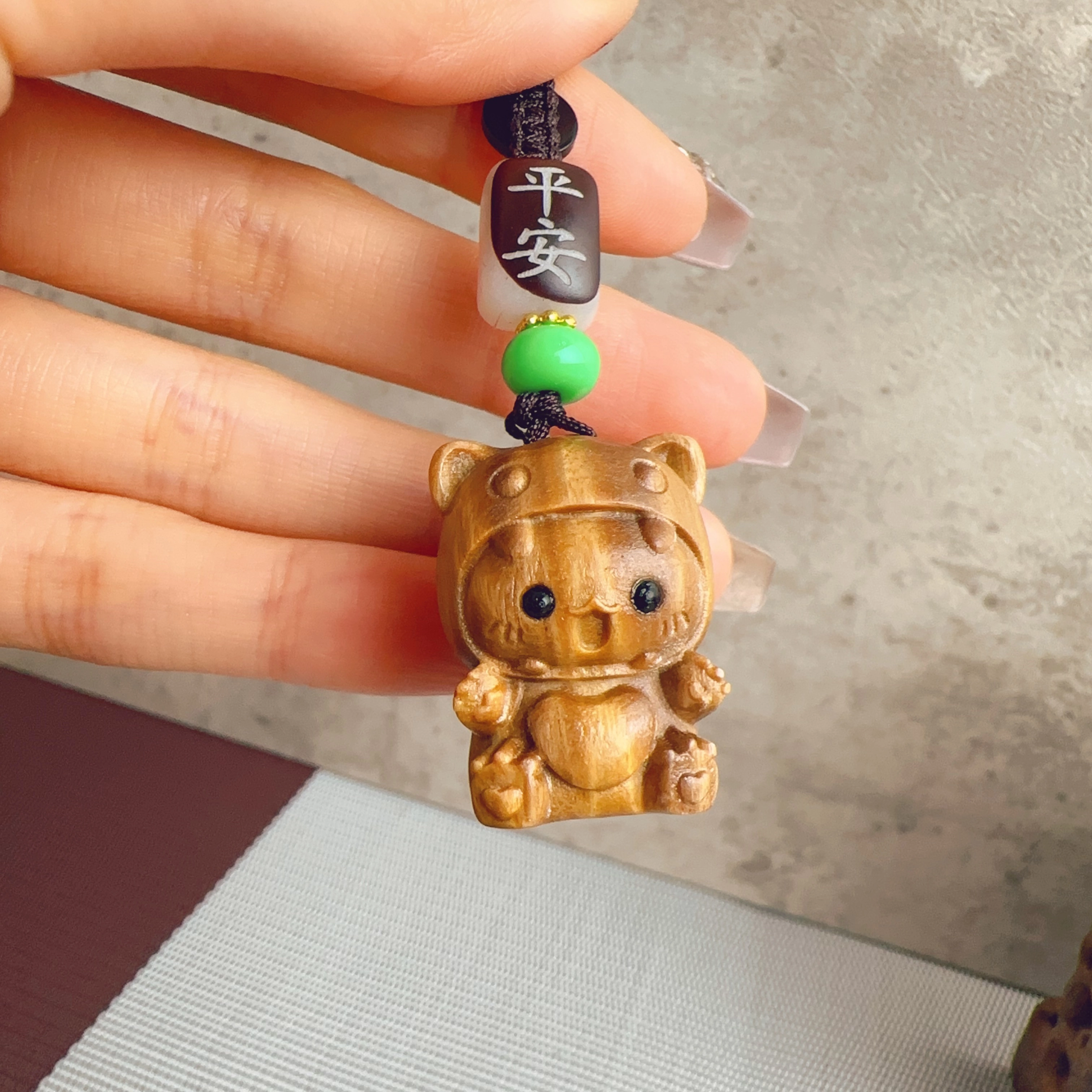 中藏 龙宝宝国潮复古新中式文玩吉祥如意招财纳福 木作 挂件 男女同款情侣款 绿檀